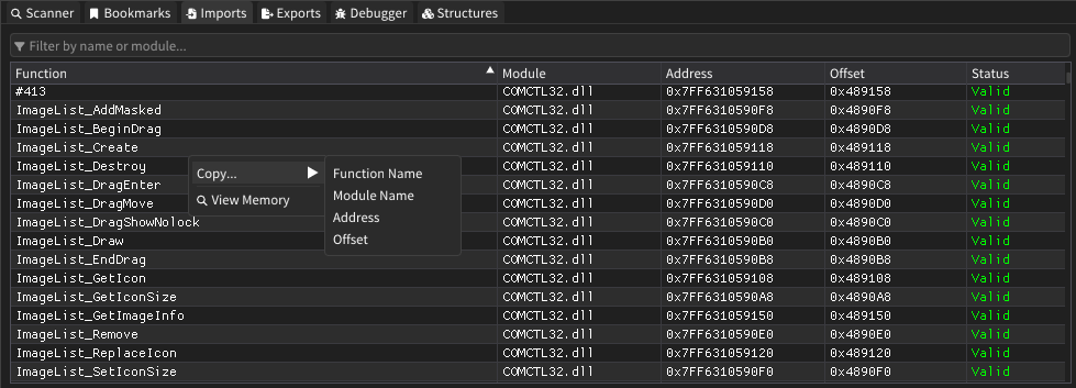 Imports View Interface